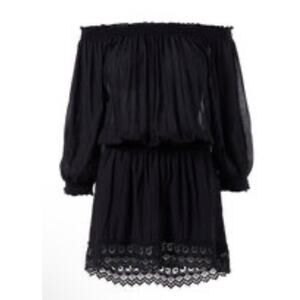 Melissa Odabash Dress Womens Size Medium Ivy Black Mini Off The Shoulder Eyelet